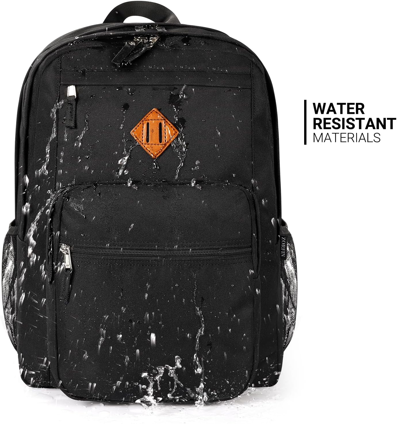 ZORFIN 26L Black Backpack for College, and Travel: Water Resistant Bookbag - Image 7